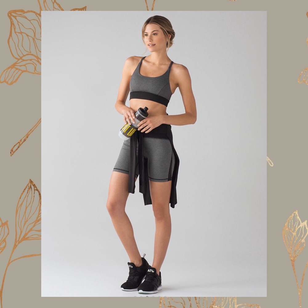 LULULEMON BLACK/GREY TRAIN TIMES SHORT 6”